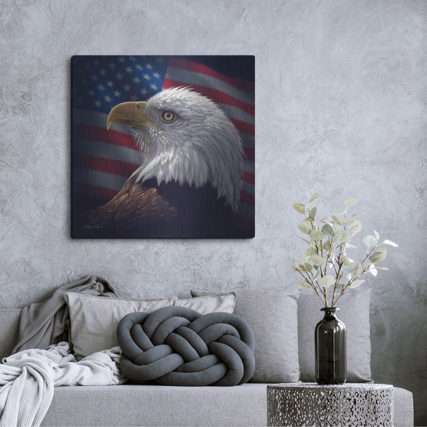 Luxe Metal Art 'American Bald Eagle' by Collin Bogle, Metal Wall Art,36x36