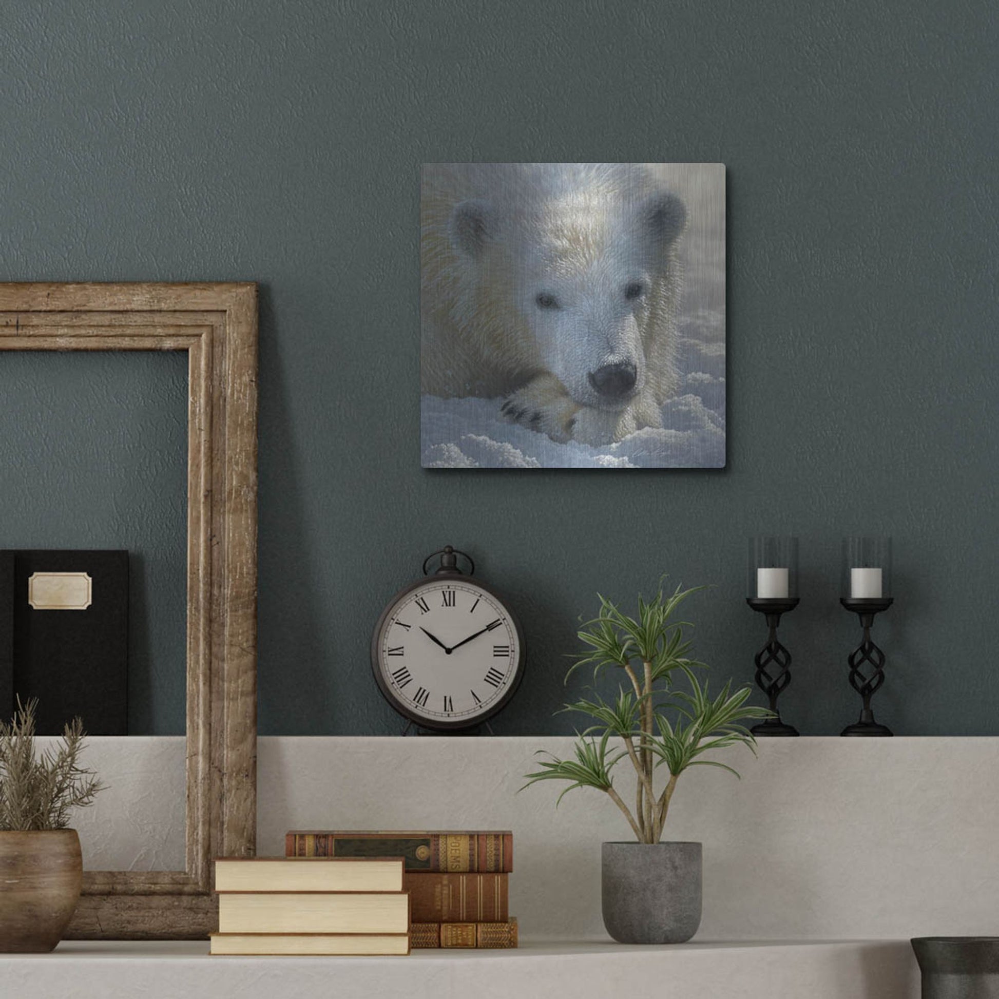 Luxe Metal Art 'Polar Bear Cub' by Collin Bogle, Metal Wall Art,12x12