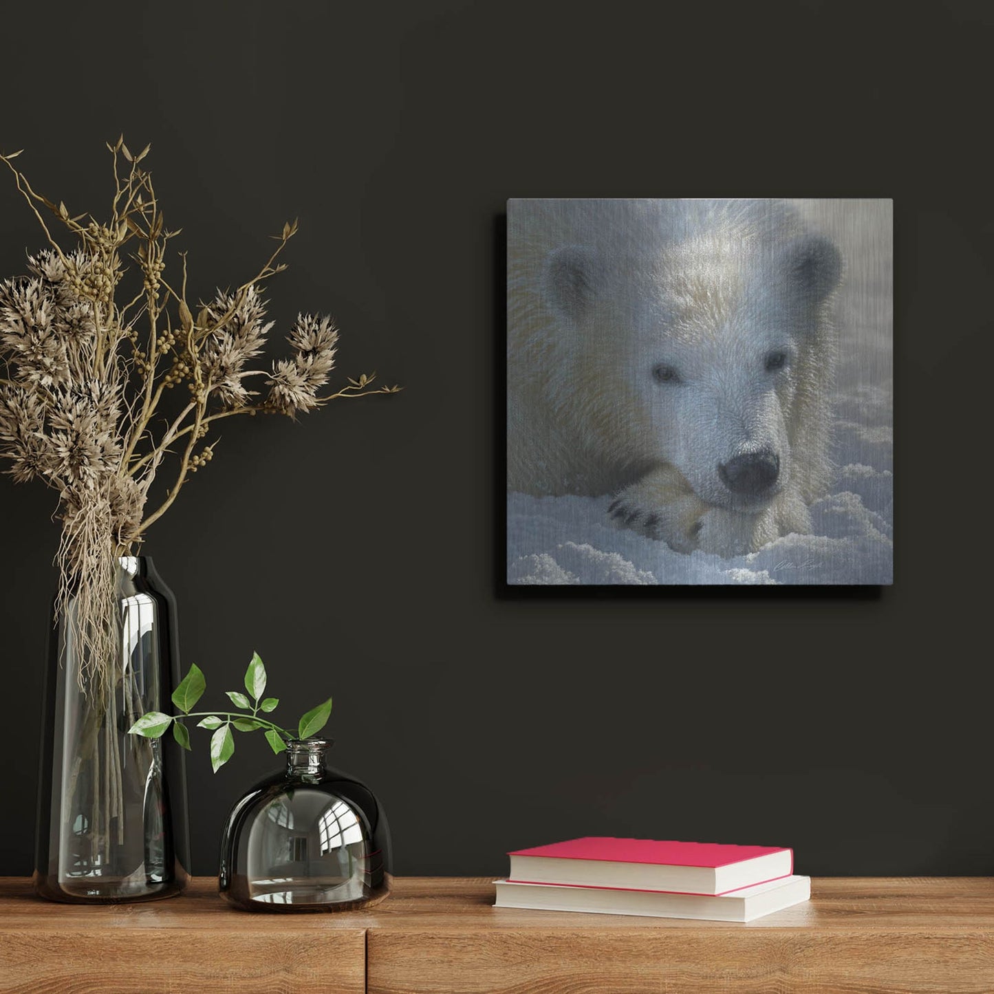 Luxe Metal Art 'Polar Bear Cub' by Collin Bogle, Metal Wall Art,12x12