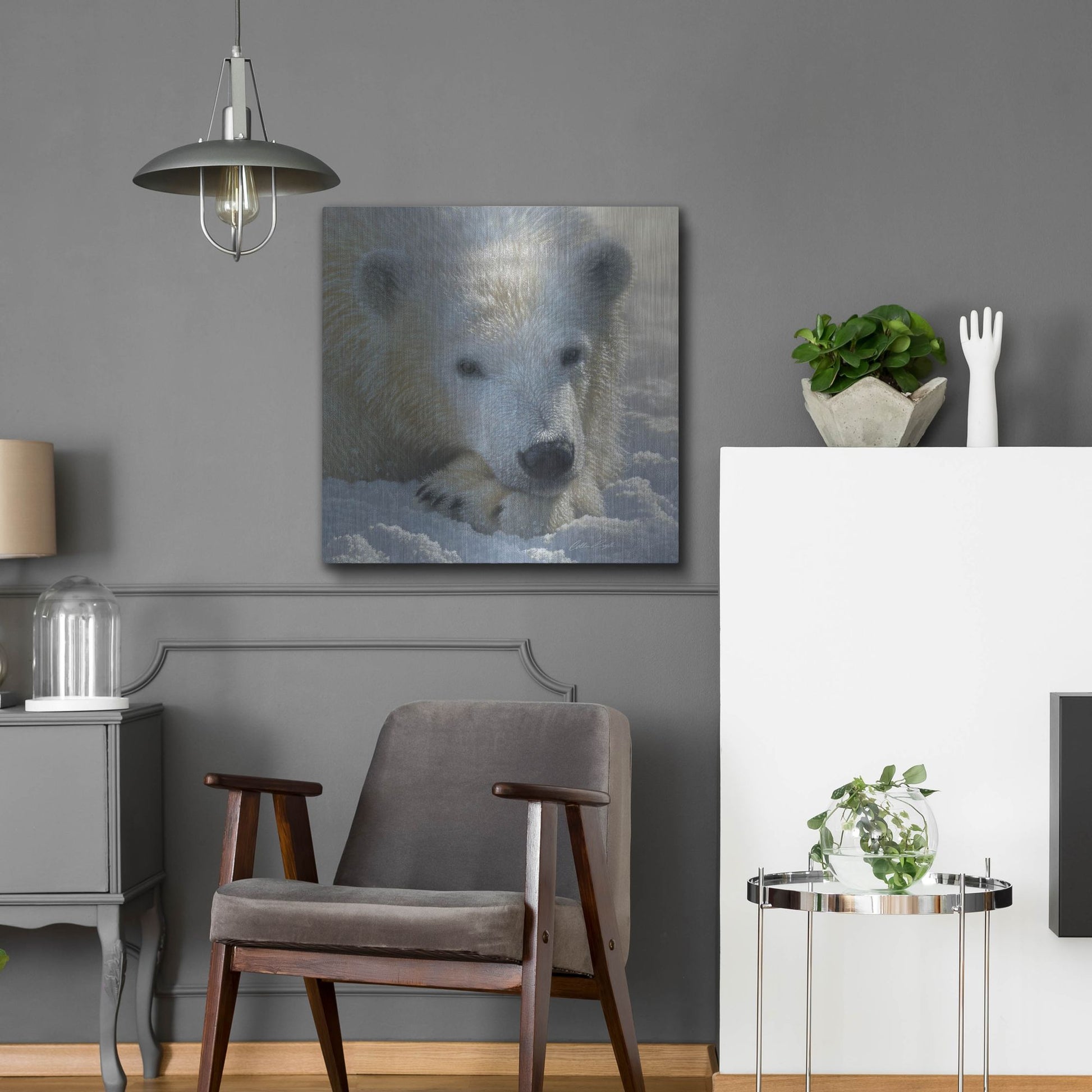 Luxe Metal Art 'Polar Bear Cub' by Collin Bogle, Metal Wall Art,24x24