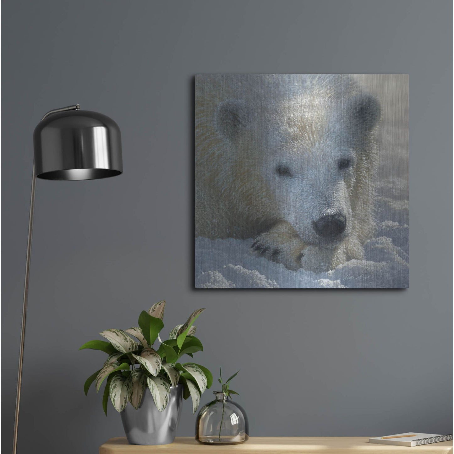Luxe Metal Art 'Polar Bear Cub' by Collin Bogle, Metal Wall Art,24x24