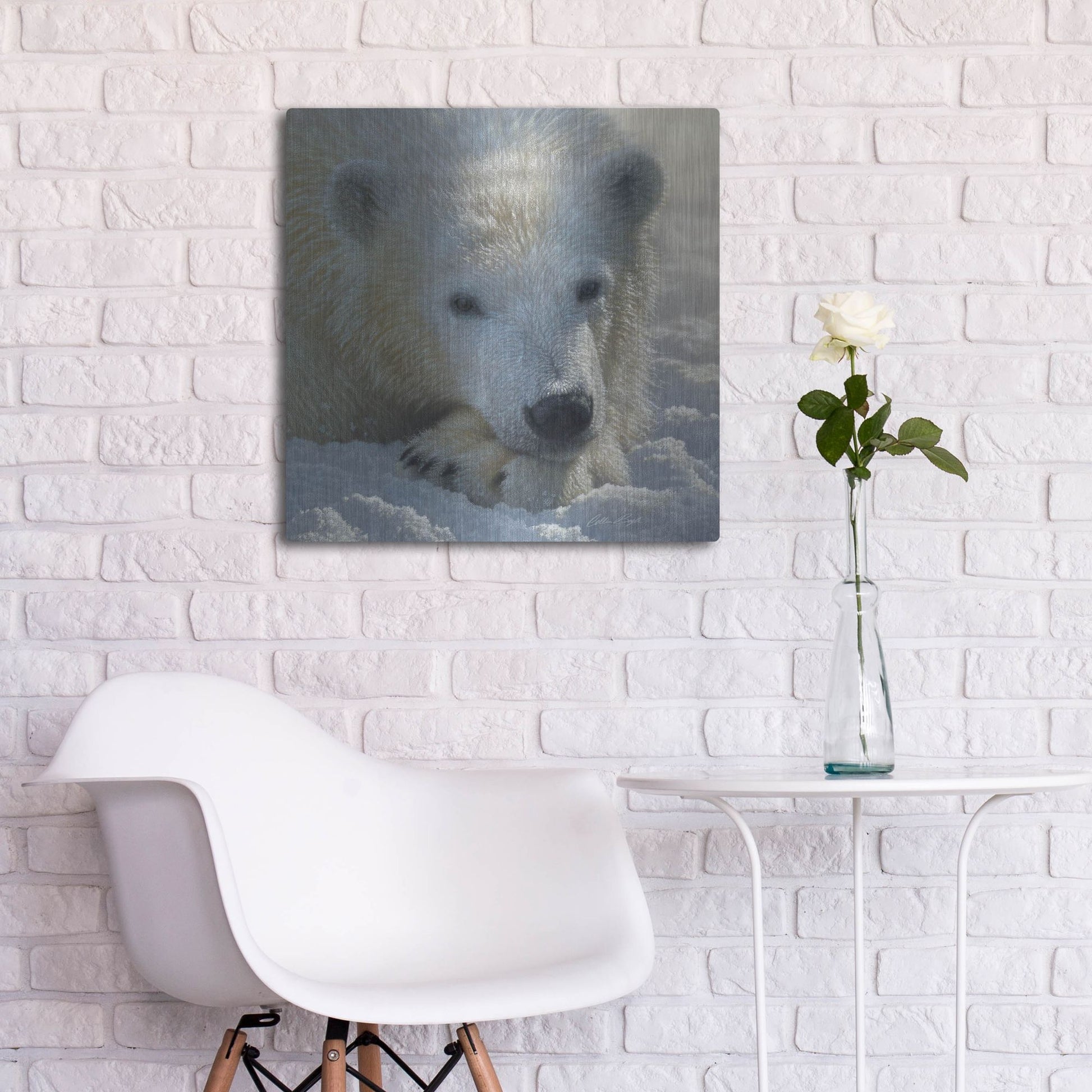 Luxe Metal Art 'Polar Bear Cub' by Collin Bogle, Metal Wall Art,24x24