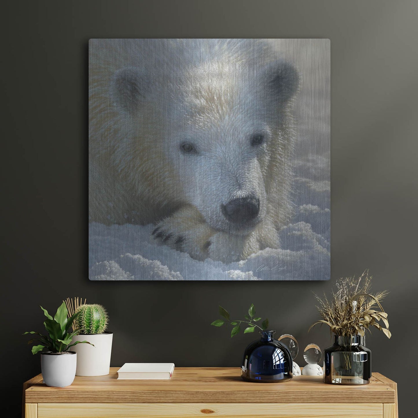 Luxe Metal Art 'Polar Bear Cub' by Collin Bogle, Metal Wall Art,24x24