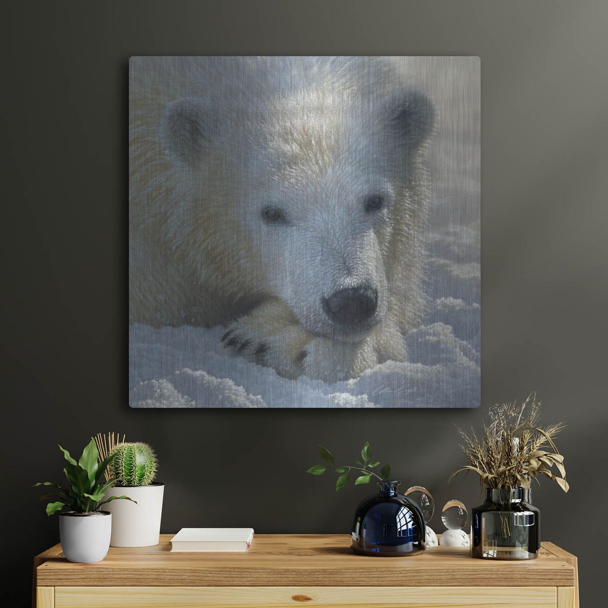 Luxe Metal Art 'Polar Bear Cub' by Collin Bogle, Metal Wall Art,24x24