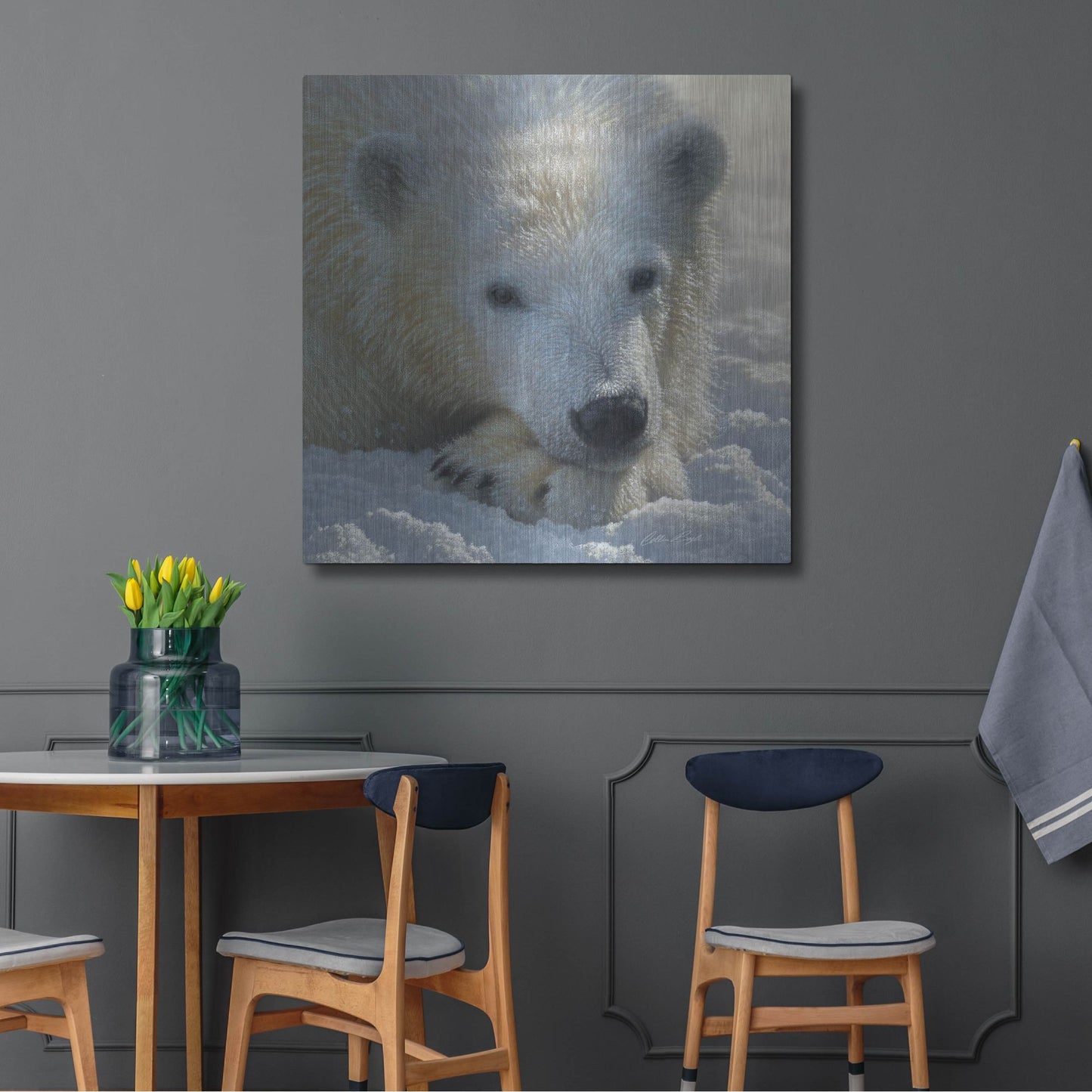 Luxe Metal Art 'Polar Bear Cub' by Collin Bogle, Metal Wall Art,36x36