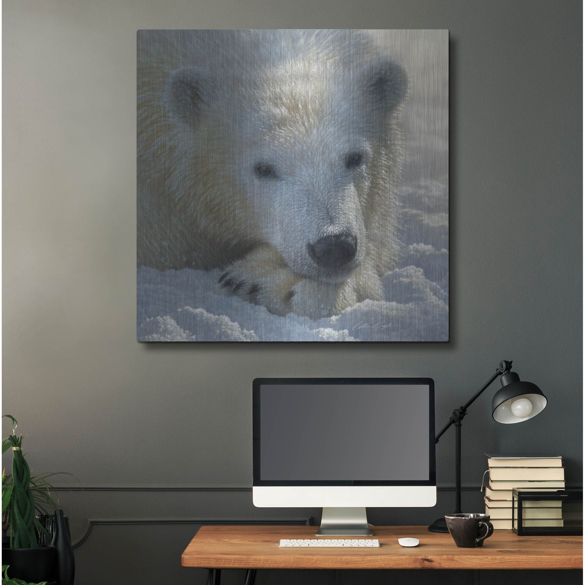 Luxe Metal Art 'Polar Bear Cub' by Collin Bogle, Metal Wall Art,36x36