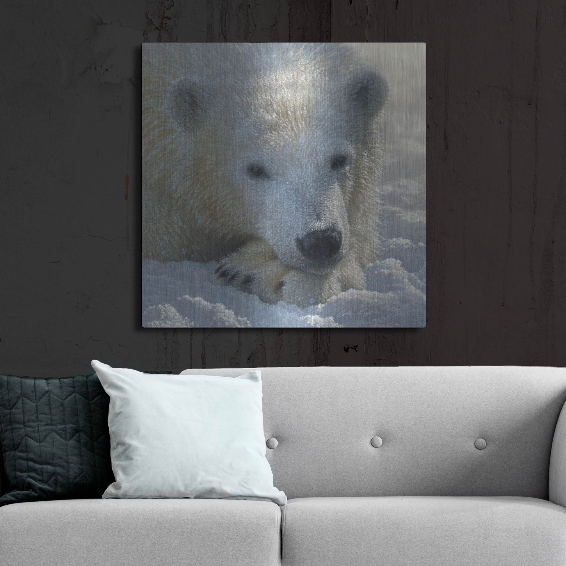 Luxe Metal Art 'Polar Bear Cub' by Collin Bogle, Metal Wall Art,36x36