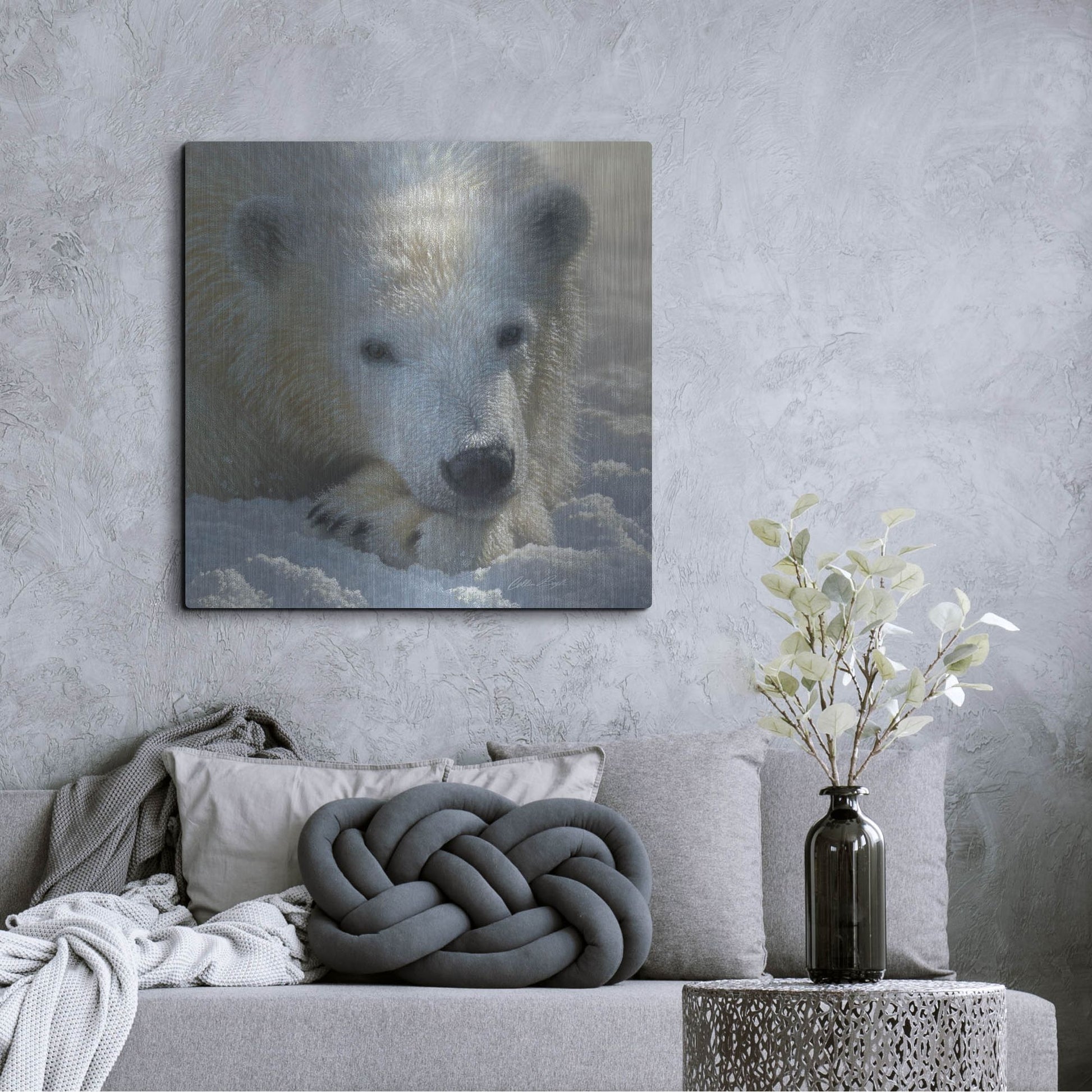 Luxe Metal Art 'Polar Bear Cub' by Collin Bogle, Metal Wall Art,36x36