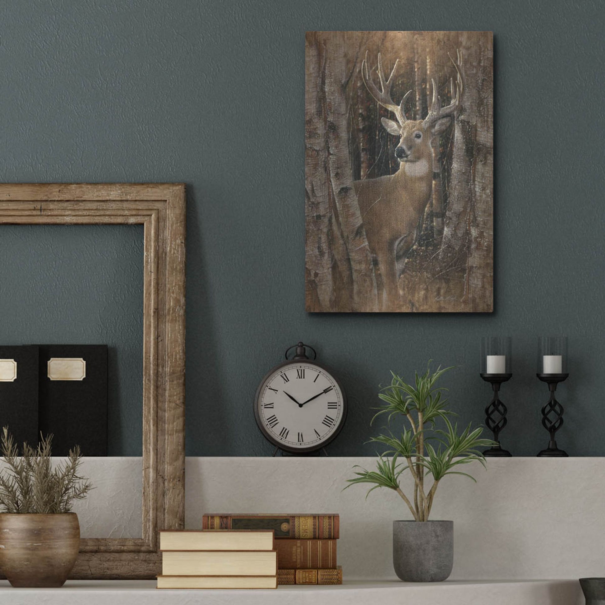 Luxe Metal Art 'Birchwood Buck' by Collin Bogle, Metal Wall Art,12x16