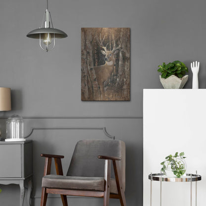 Luxe Metal Art 'Birchwood Buck' by Collin Bogle, Metal Wall Art,16x24