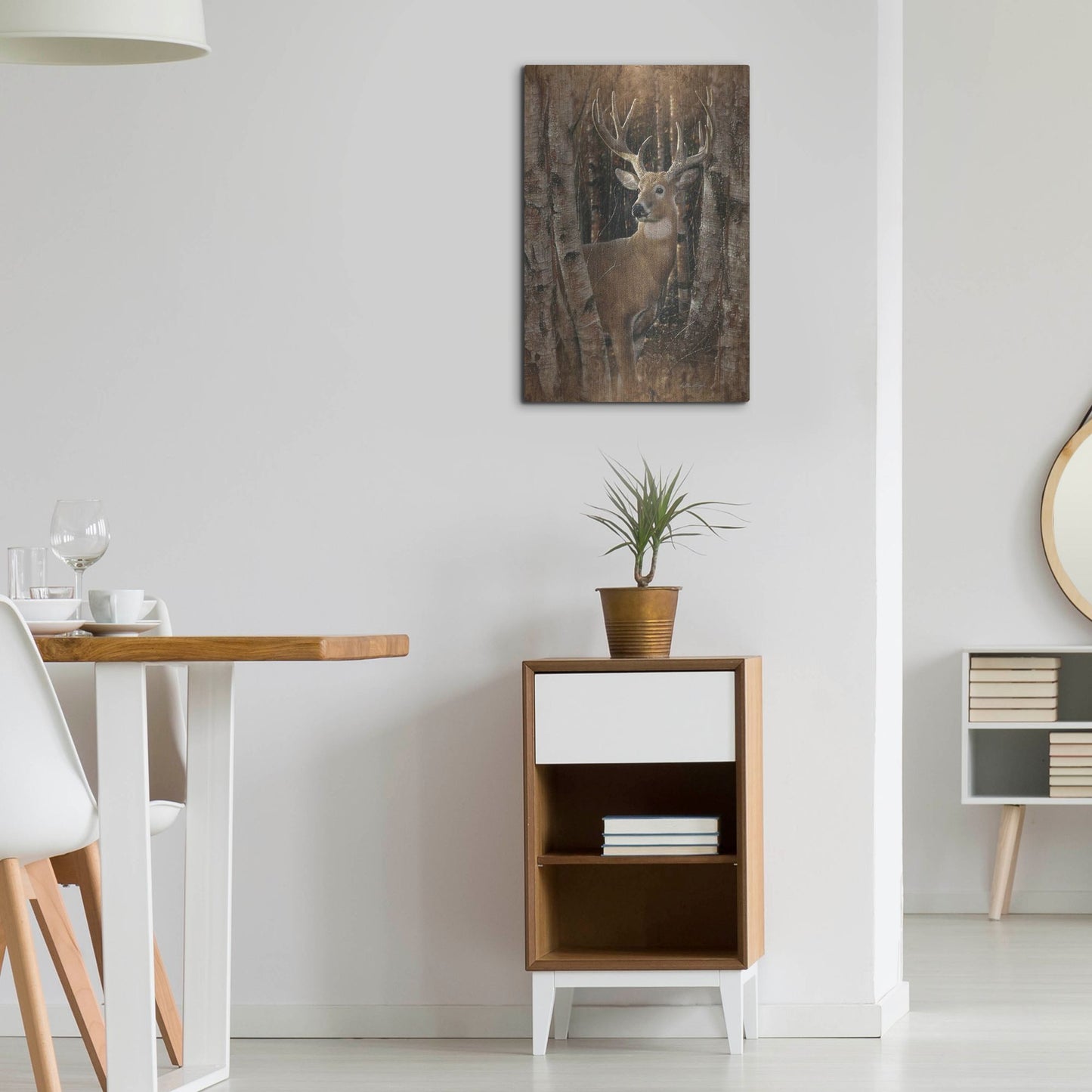 Luxe Metal Art 'Birchwood Buck' by Collin Bogle, Metal Wall Art,16x24