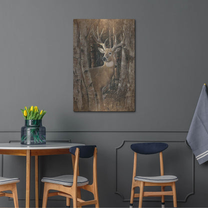Luxe Metal Art 'Birchwood Buck' by Collin Bogle, Metal Wall Art,24x36