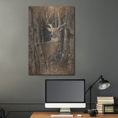 Luxe Metal Art 'Birchwood Buck' by Collin Bogle, Metal Wall Art,24x36
