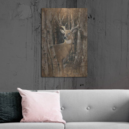 Luxe Metal Art 'Birchwood Buck' by Collin Bogle, Metal Wall Art,24x36
