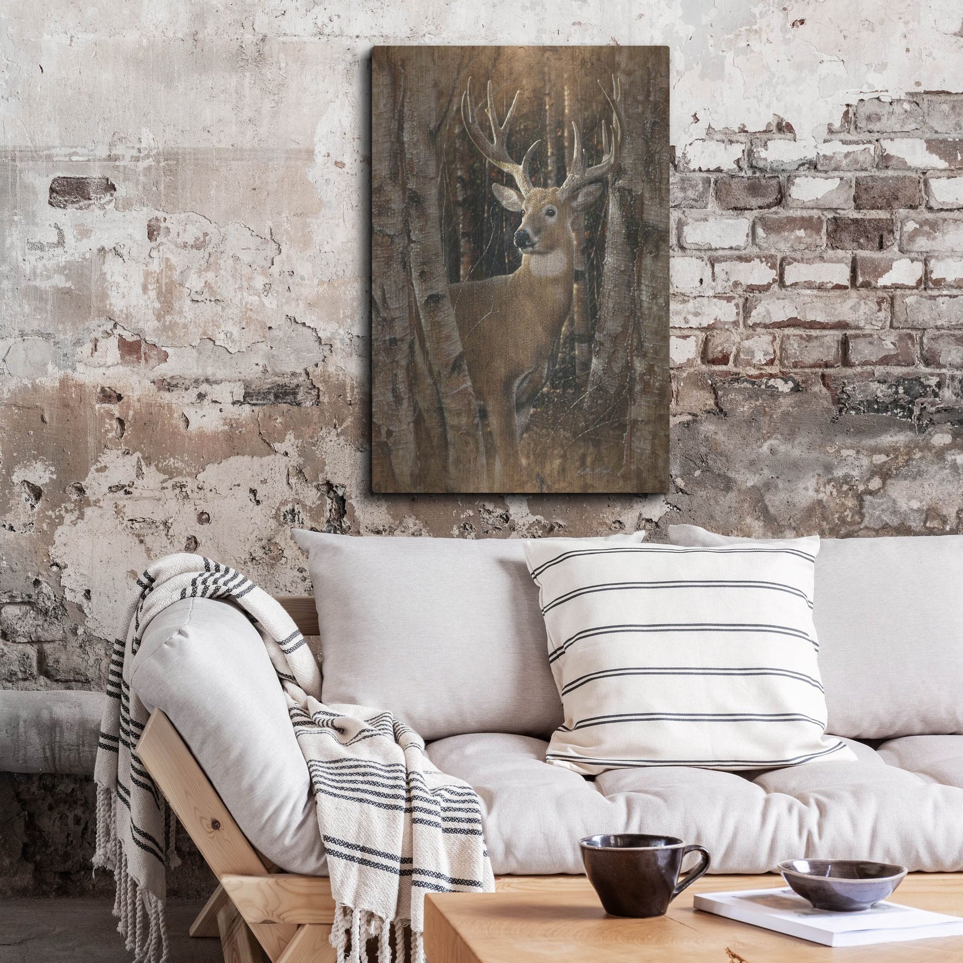 Luxe Metal Art 'Birchwood Buck' by Collin Bogle, Metal Wall Art,24x36