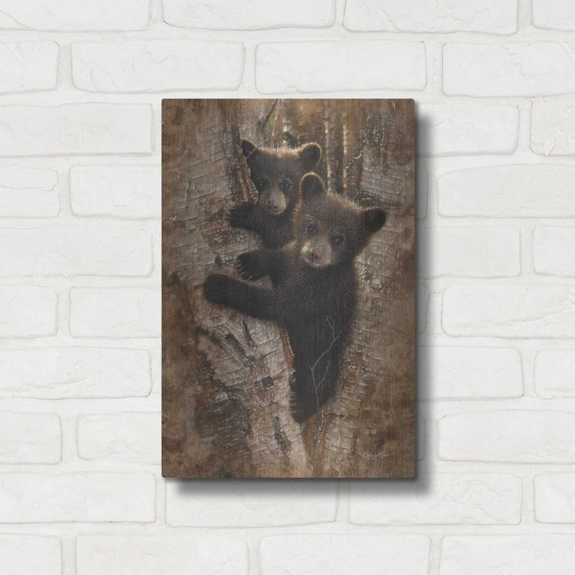 Luxe Metal Art 'Curious Cubs' by Collin Bogle, Metal Wall Art,12x16