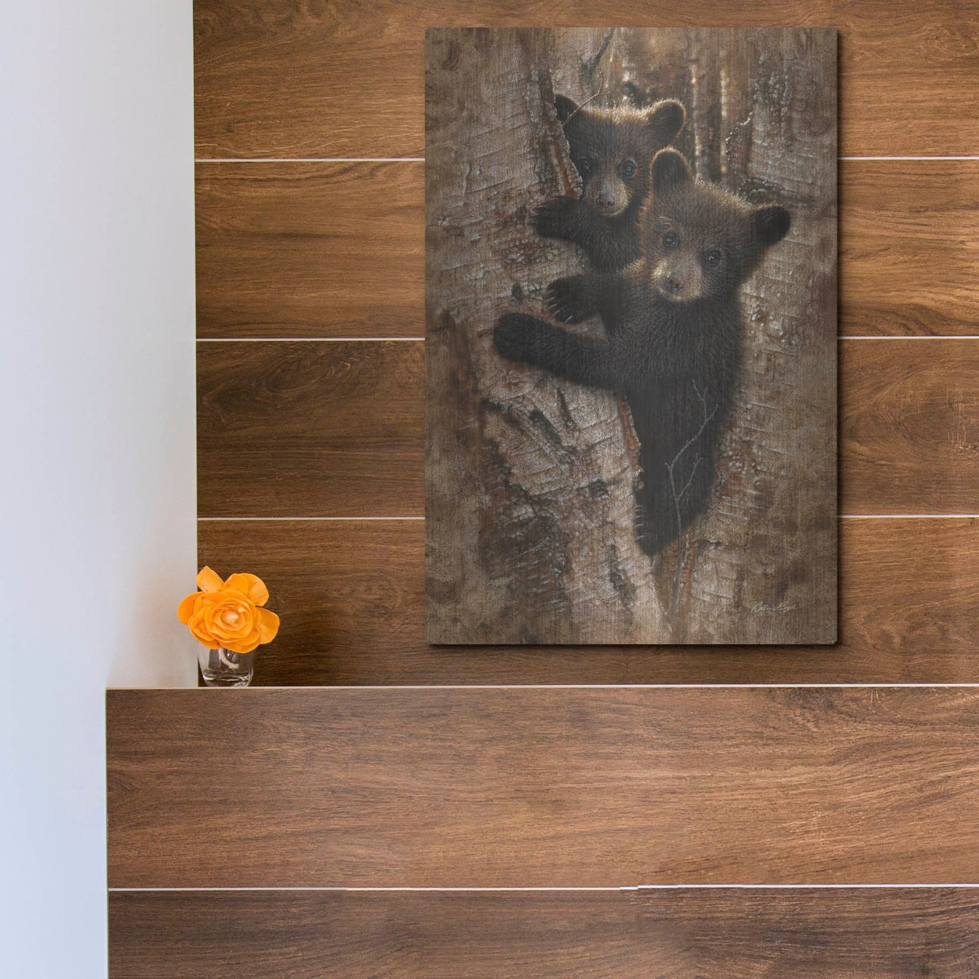 Luxe Metal Art 'Curious Cubs' by Collin Bogle, Metal Wall Art,12x16