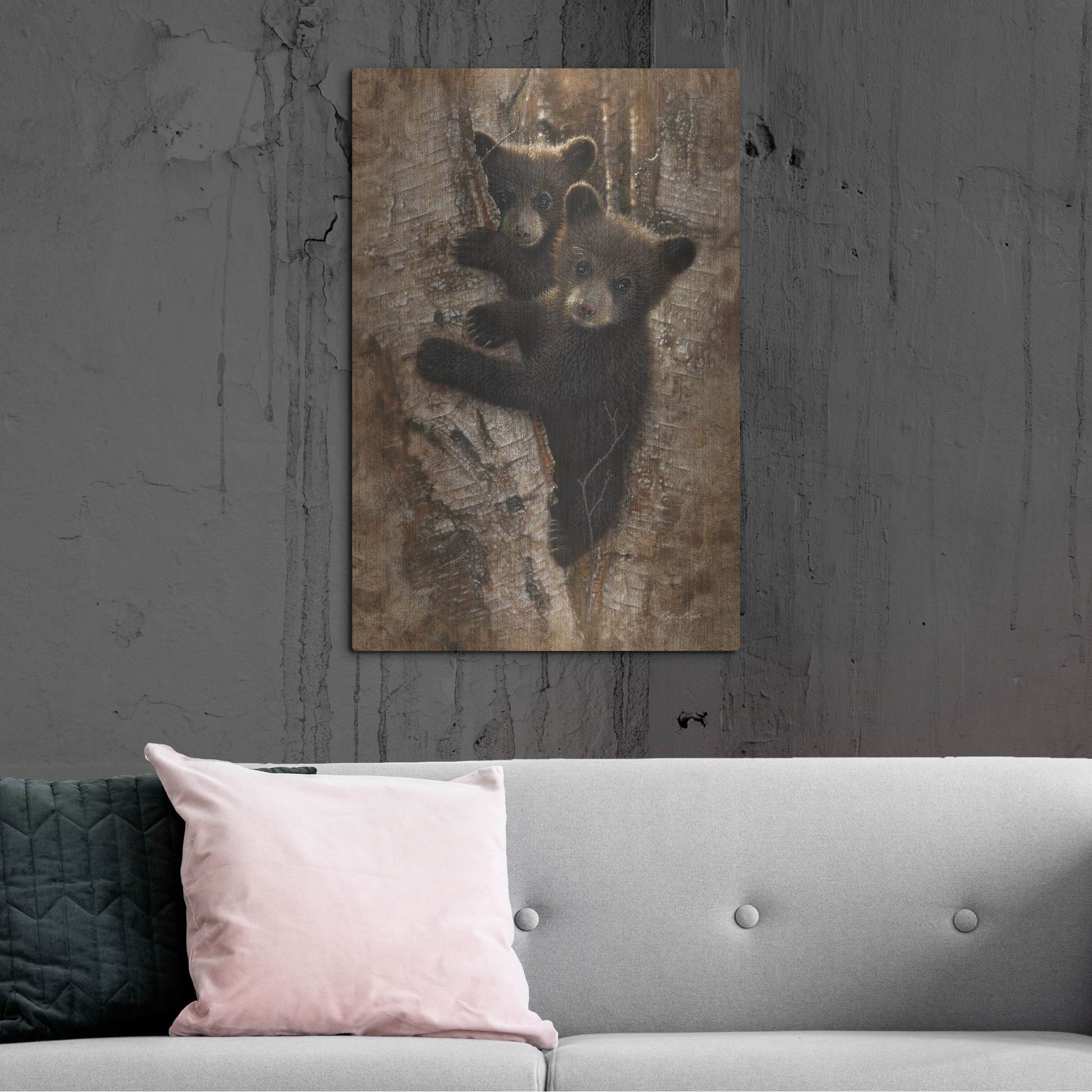 Luxe Metal Art 'Curious Cubs' by Collin Bogle, Metal Wall Art,24x36