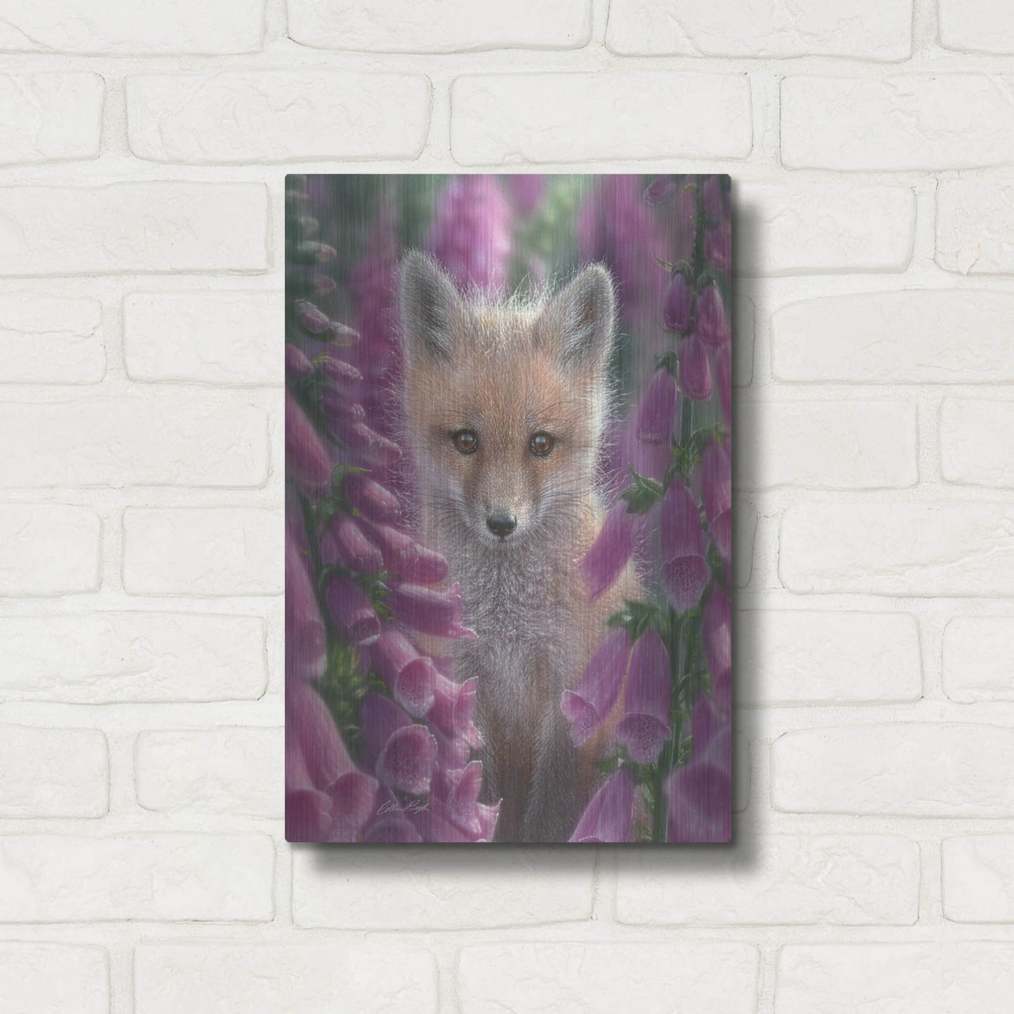 Luxe Metal Art 'Fox Gloves' by Collin Bogle, Metal Wall Art,12x16