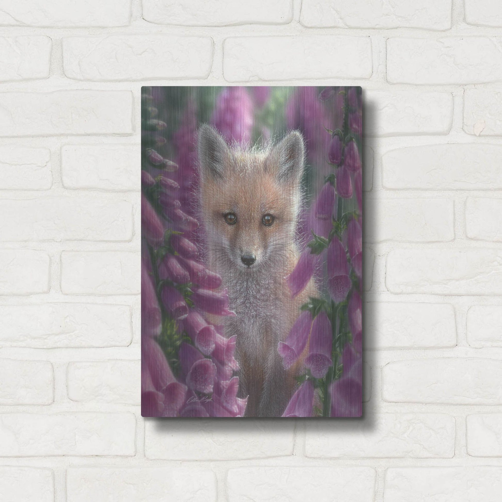 Luxe Metal Art 'Fox Gloves' by Collin Bogle, Metal Wall Art,12x16