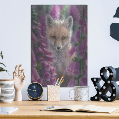 Luxe Metal Art 'Fox Gloves' by Collin Bogle, Metal Wall Art,12x16