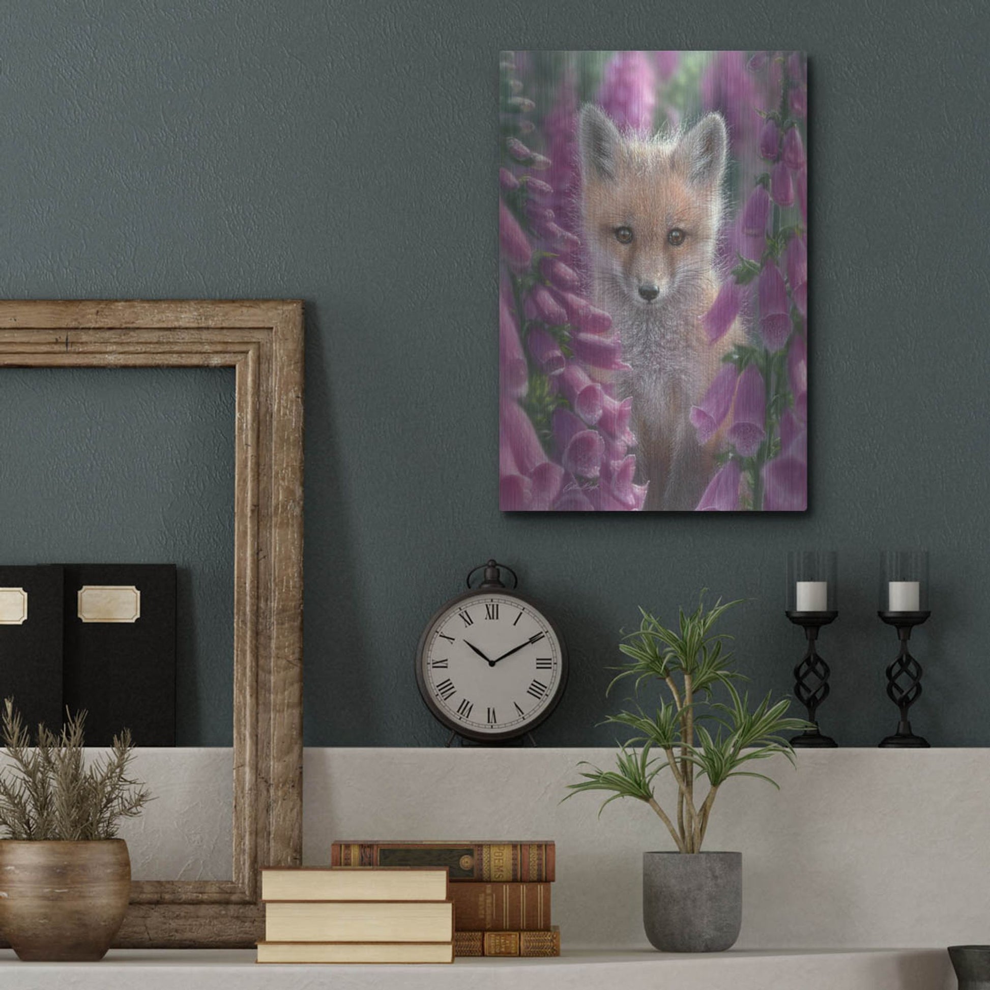 Luxe Metal Art 'Fox Gloves' by Collin Bogle, Metal Wall Art,12x16