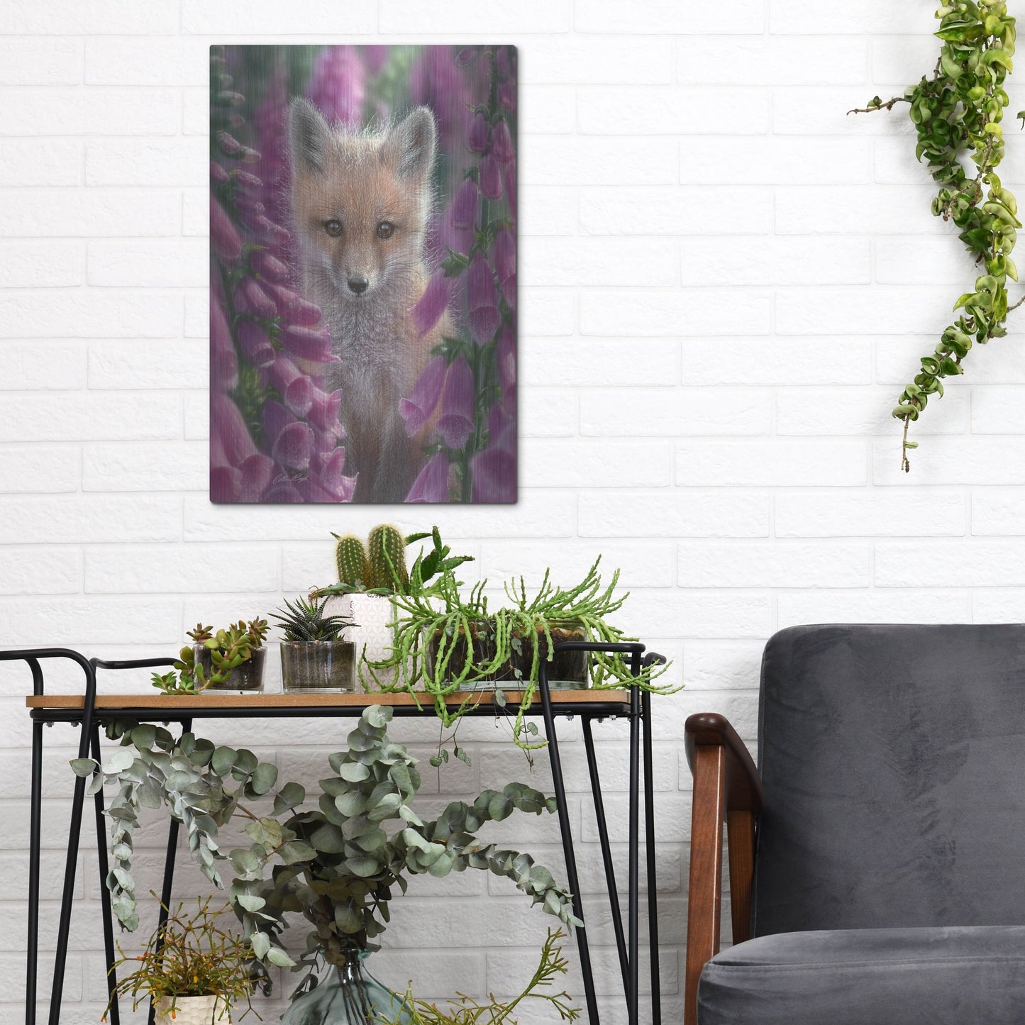 Luxe Metal Art 'Fox Gloves' by Collin Bogle, Metal Wall Art,12x16