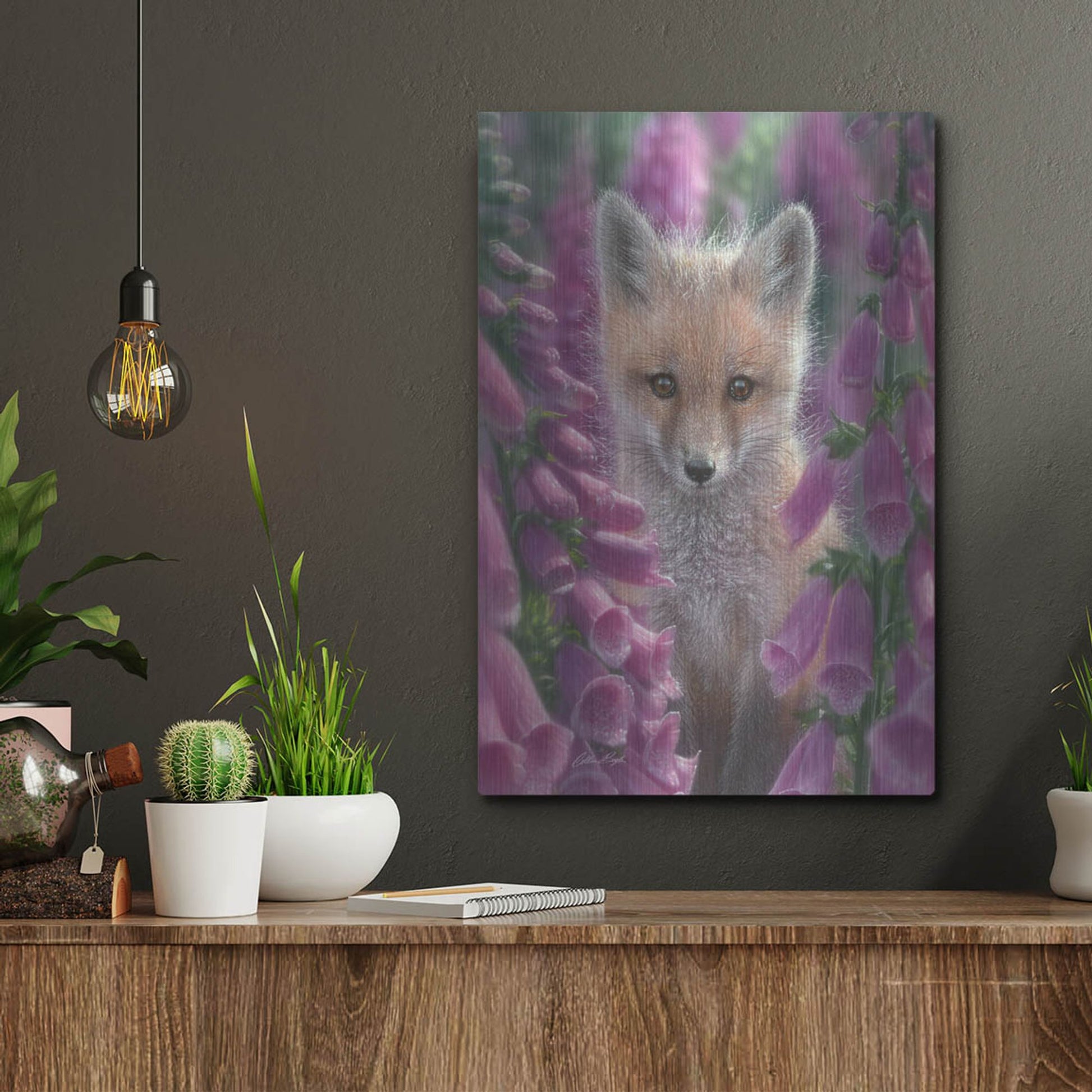 Luxe Metal Art 'Fox Gloves' by Collin Bogle, Metal Wall Art,12x16