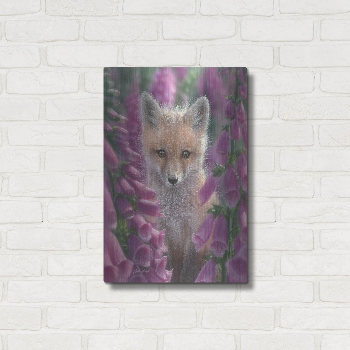 Luxe Metal Art 'Fox Gloves' by Collin Bogle, Metal Wall Art,16x24
