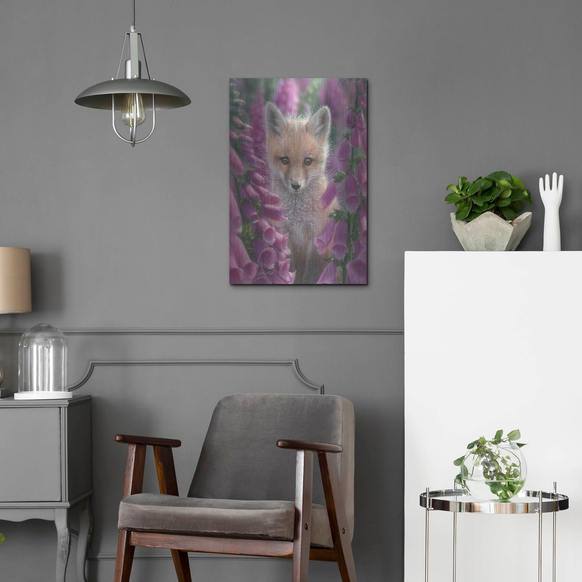 Luxe Metal Art 'Fox Gloves' by Collin Bogle, Metal Wall Art,16x24
