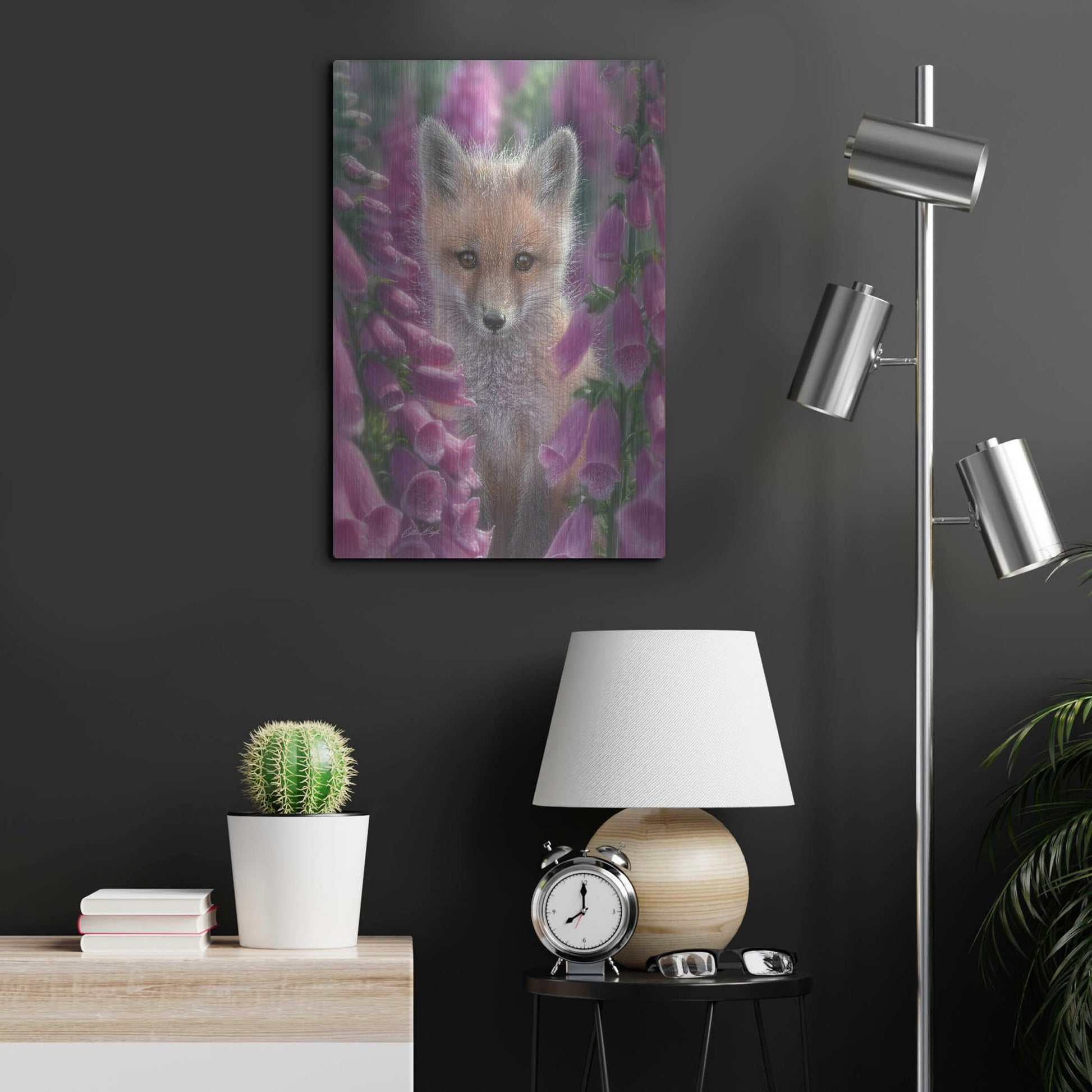 Luxe Metal Art 'Fox Gloves' by Collin Bogle, Metal Wall Art,16x24