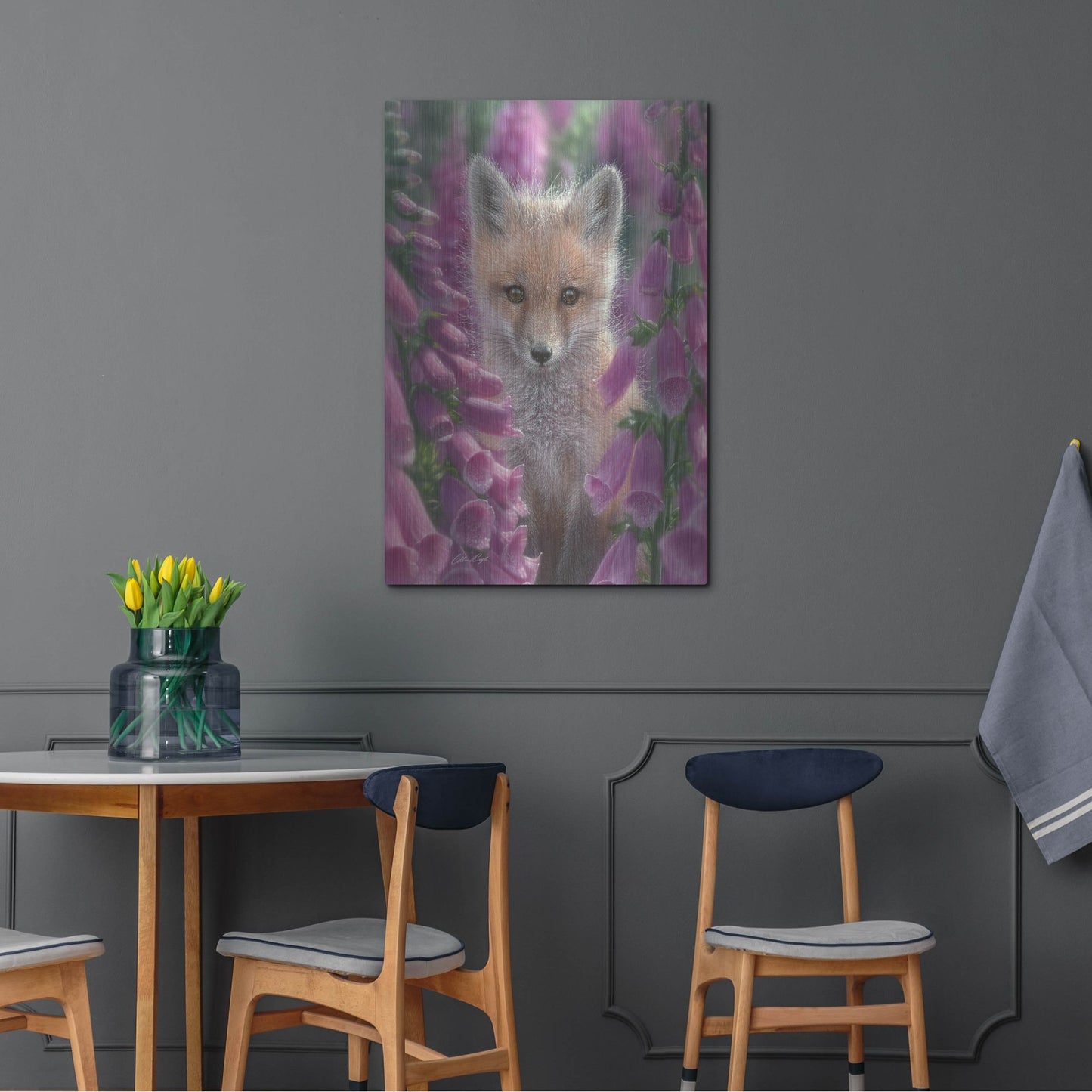 Luxe Metal Art 'Fox Gloves' by Collin Bogle, Metal Wall Art,24x36