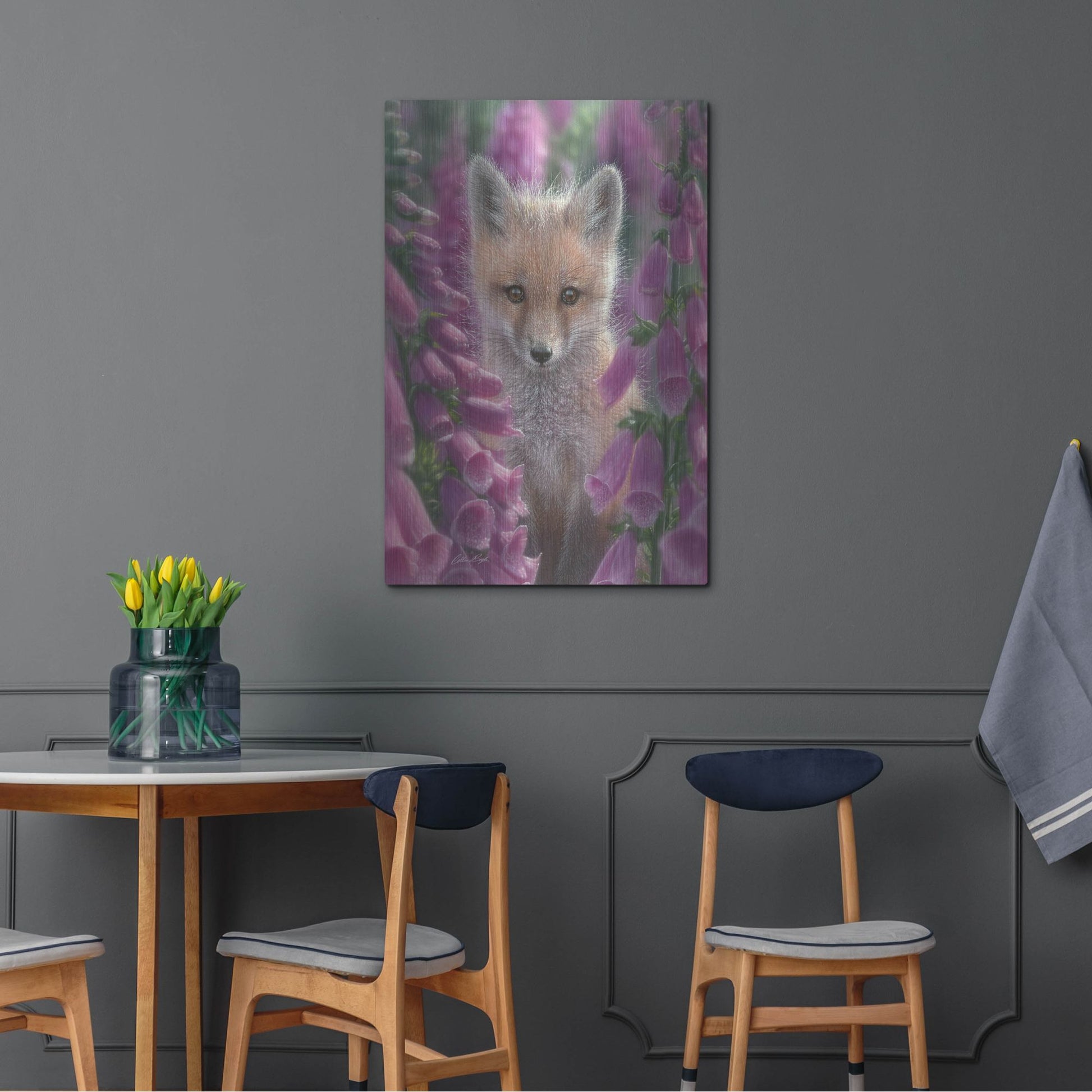 Luxe Metal Art 'Fox Gloves' by Collin Bogle, Metal Wall Art,24x36