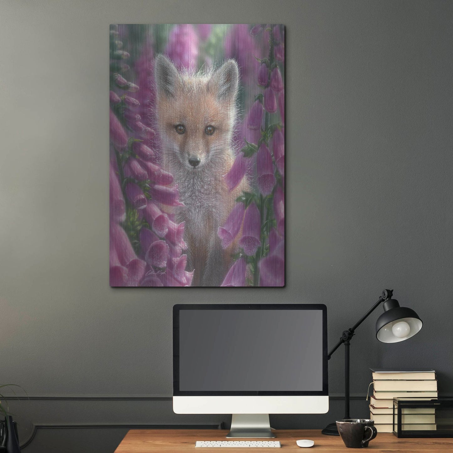 Luxe Metal Art 'Fox Gloves' by Collin Bogle, Metal Wall Art,24x36