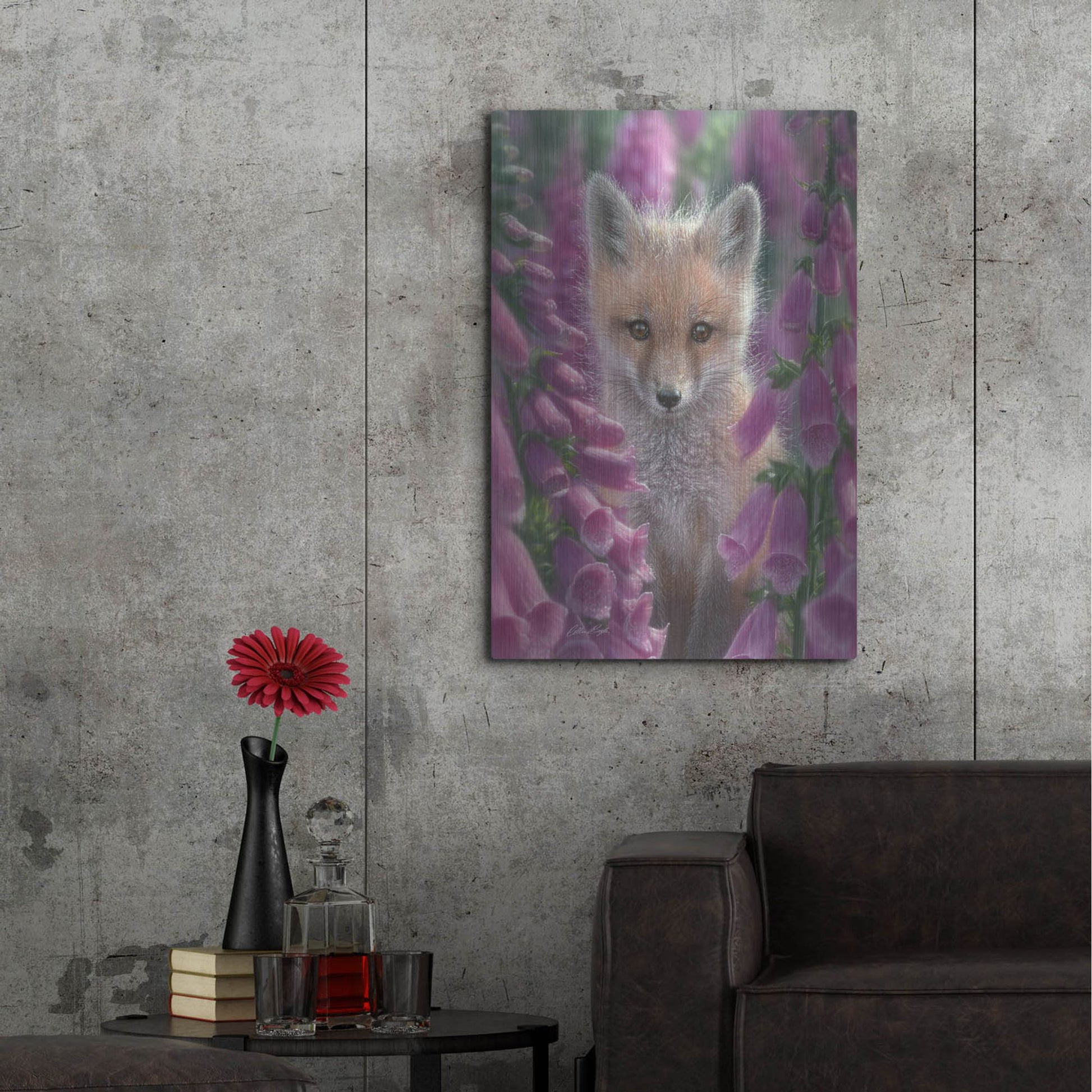 Luxe Metal Art 'Fox Gloves' by Collin Bogle, Metal Wall Art,24x36