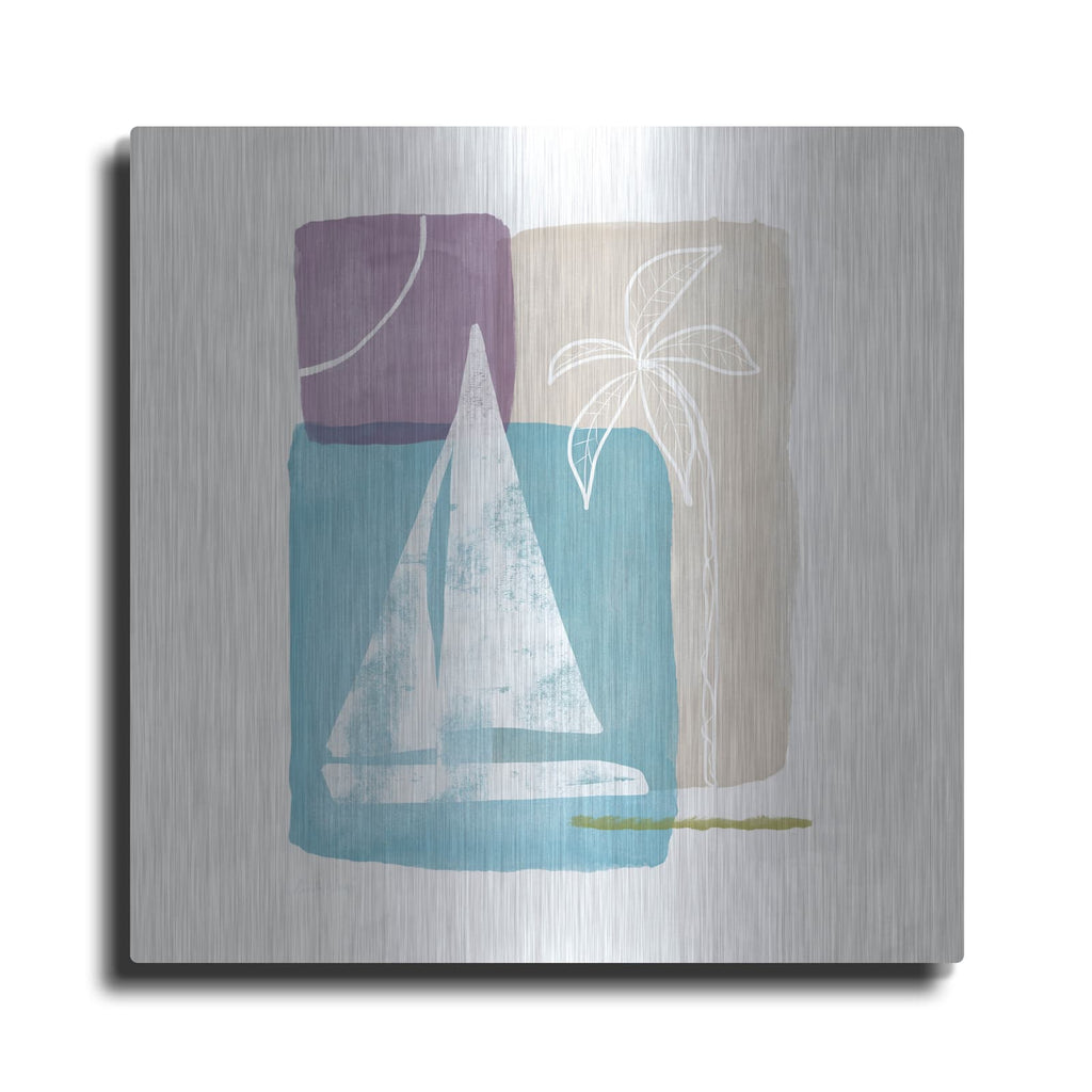 'Sailboat and Palm' by Linda Woods – Metal Wall Art
