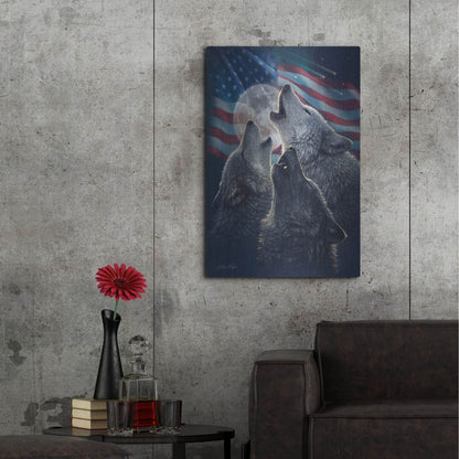 Luxe Metal Art 'Wolf Trinity Patriotic' by Collin Bogle, Metal Wall Art,24x36
