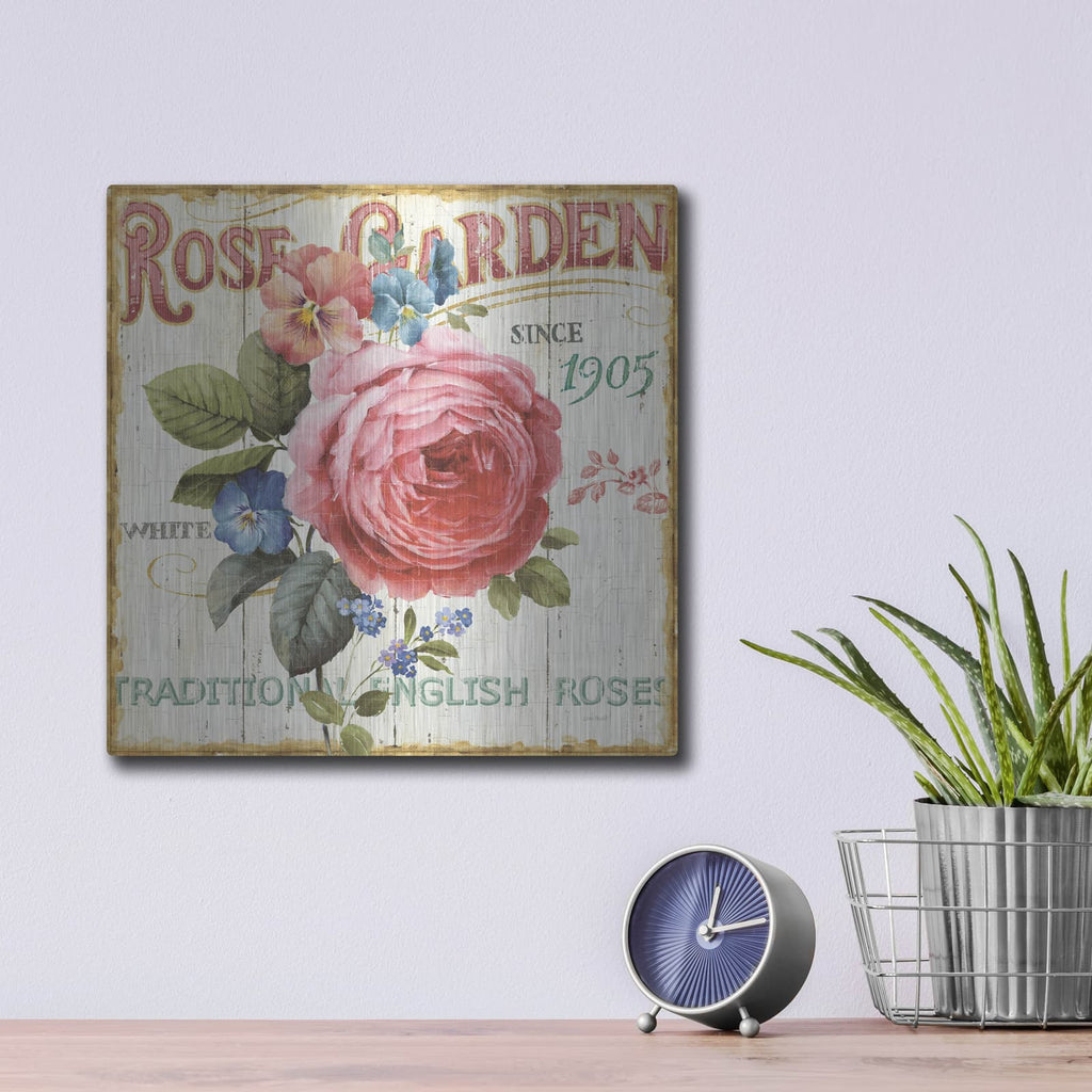 'Rose Garden I' by Lisa Audit – Metal Wall Art, 12x12 room view