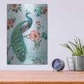 'Blue Feathered Peacock I' by Lisa Audit – Metal Wall Art, 12x16 room view