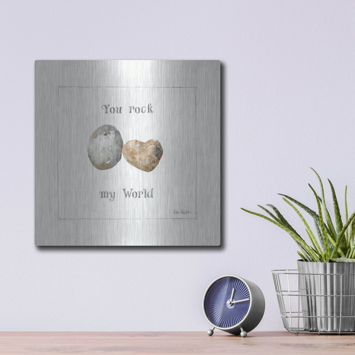 'Pebbles and Sandpipers V' by Lisa Audit – Metal Wall Art, 12x12 room view