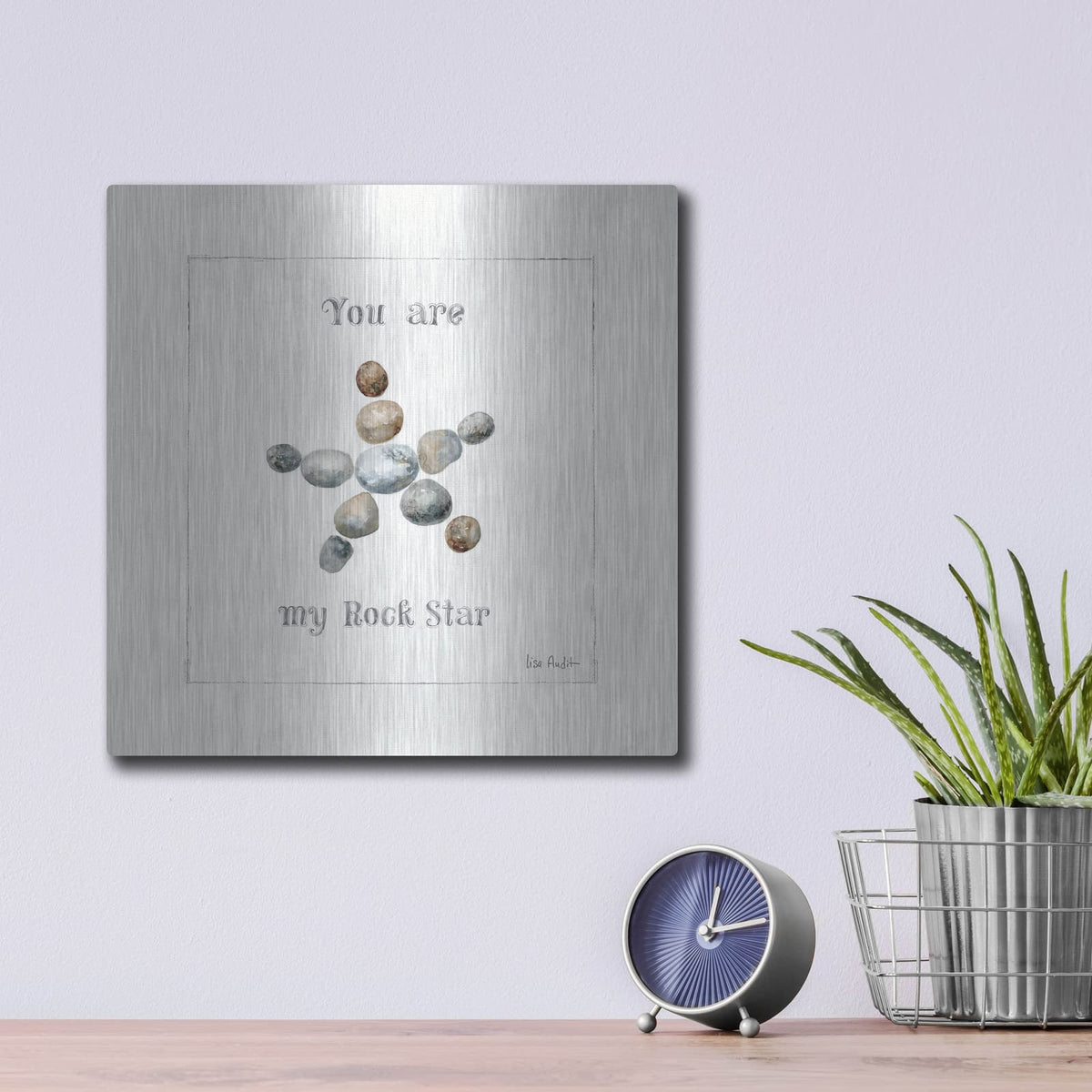 'Pebbles and Sandpipers VII' by Lisa Audit – Metal Wall Art, 12x12 room view