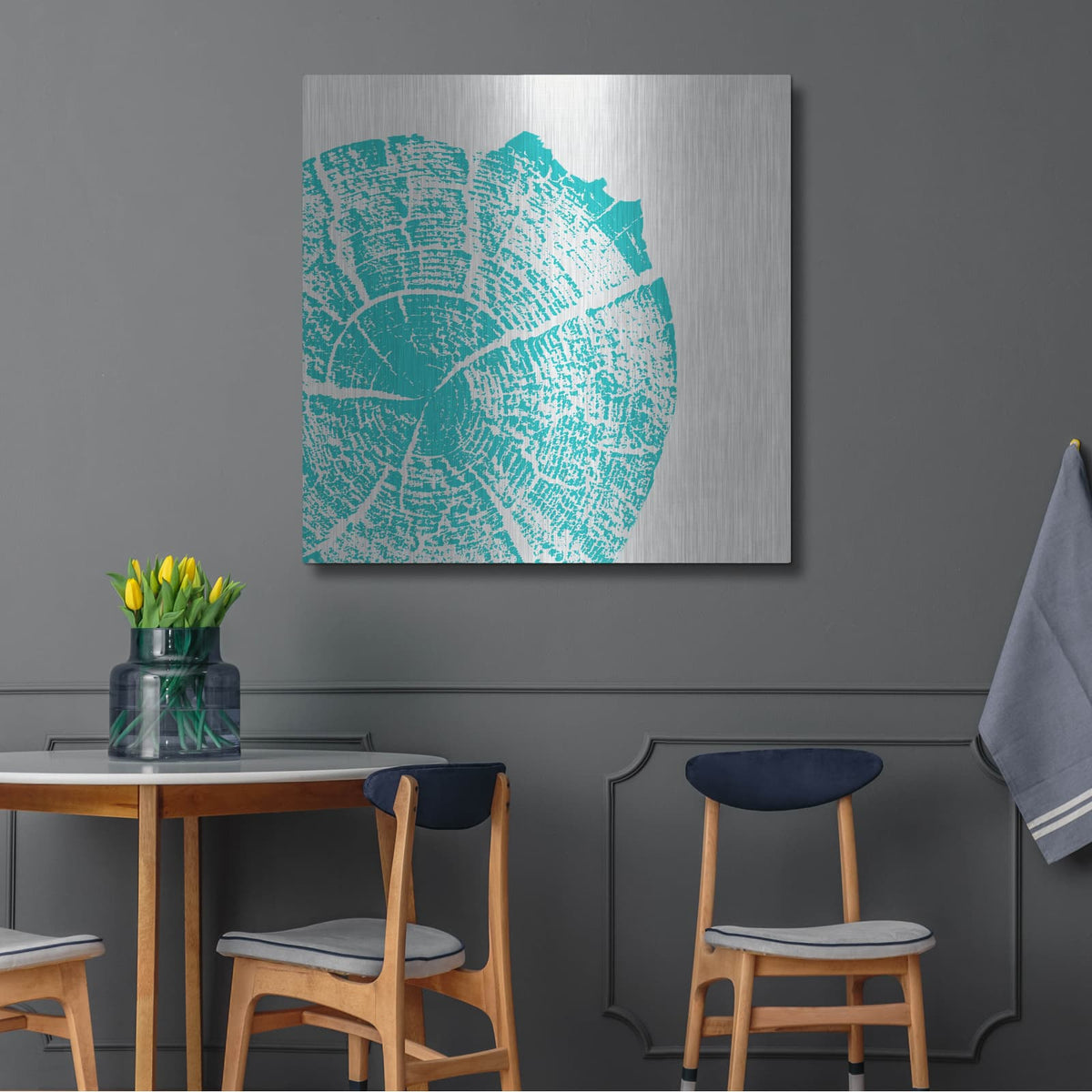 'Aqua Slice' by Linda Woods – Metal Wall Art, 36x36 room view