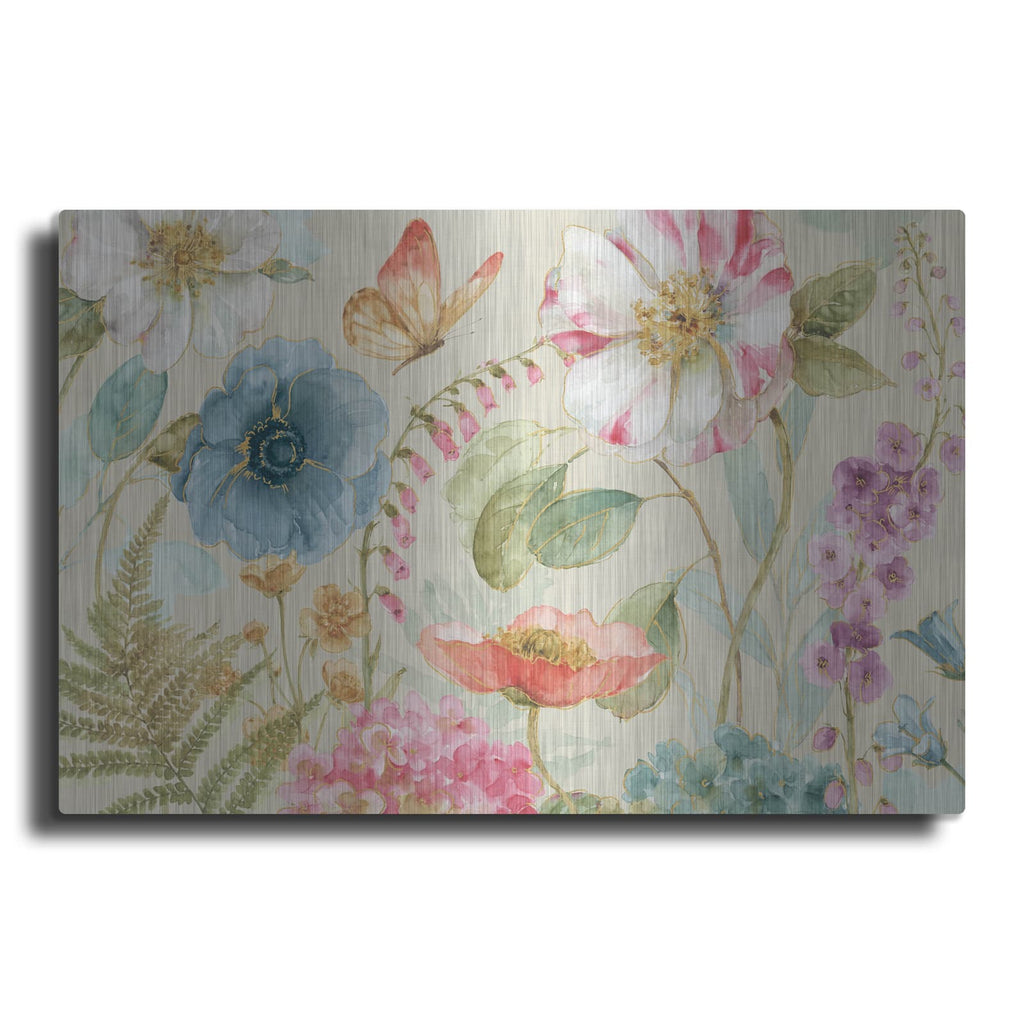 'Rainbow Seeds Flowers I on Linen' by Lisa Audit – Metal Wall Art