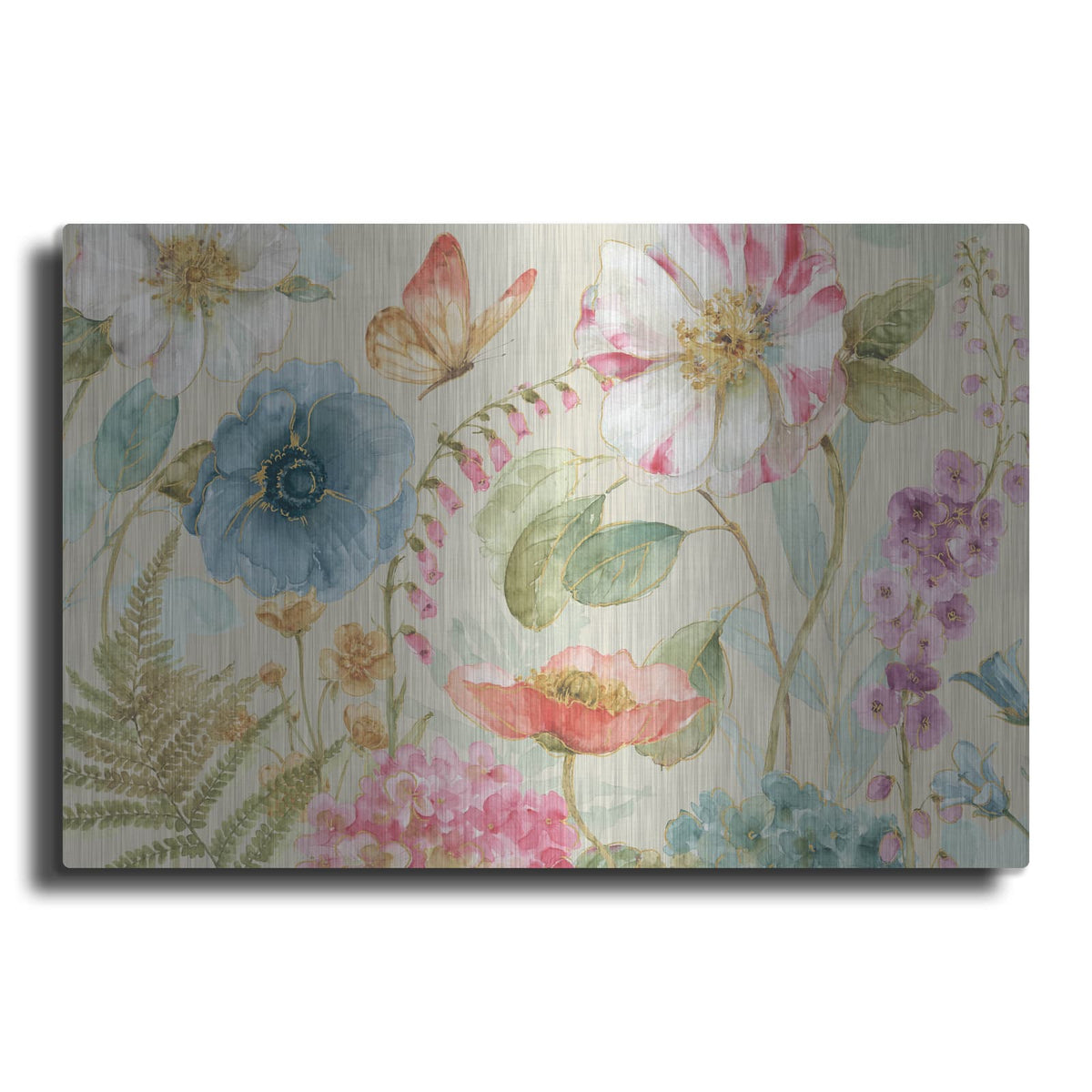 'Rainbow Seeds Flowers I on Linen' by Lisa Audit – Metal Wall Art