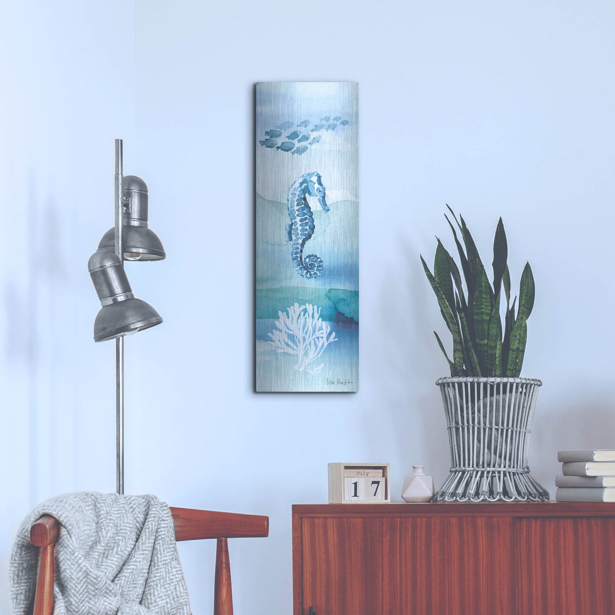 'Sea Life VII' by Lisa Audit – Metal Wall Art, 12x36 room view