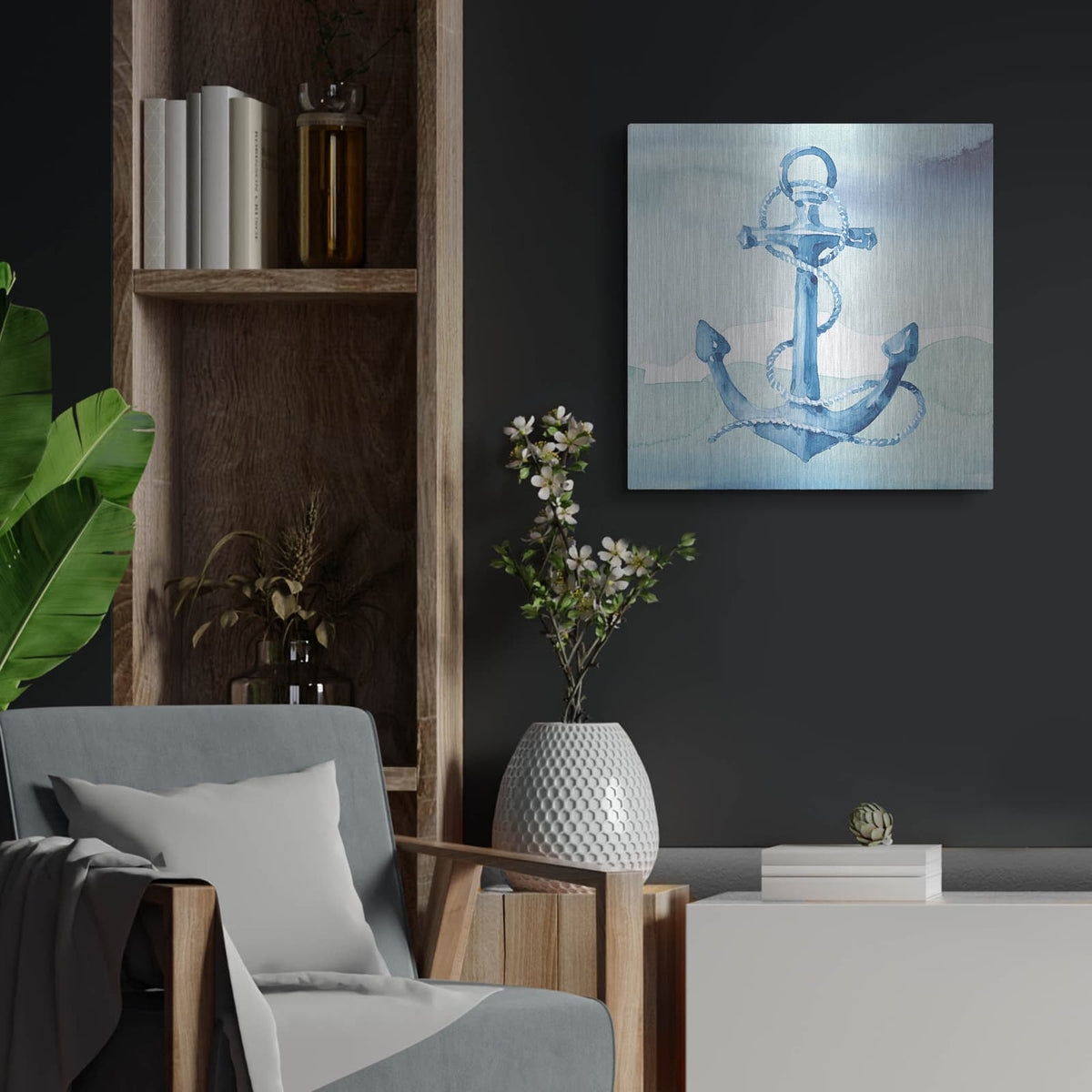 'Sea Life Anchor II' by Lisa Audit – Metal Wall Art, 24x24 room view