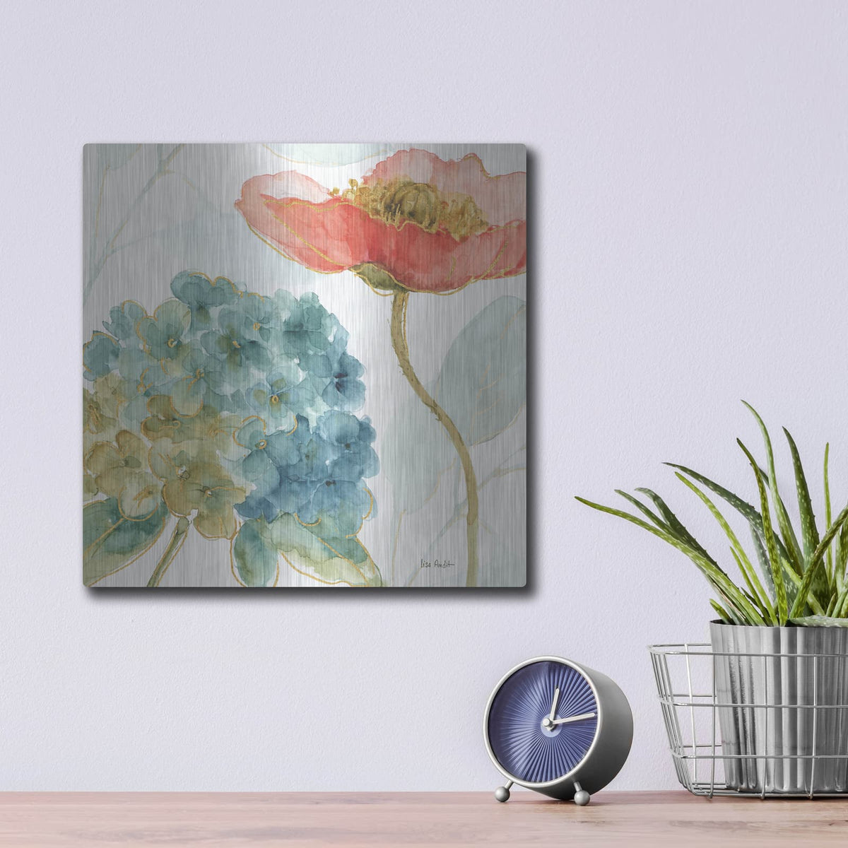 'Rainbow Seeds Flowers IV' by Lisa Audit – Metal Wall Art, 12x12 room view
