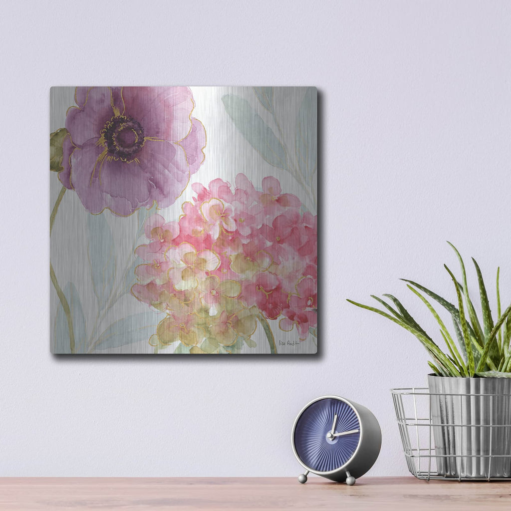 'Rainbow Seeds Flowers V' by Lisa Audit – Metal Wall Art, 12x12 room view
