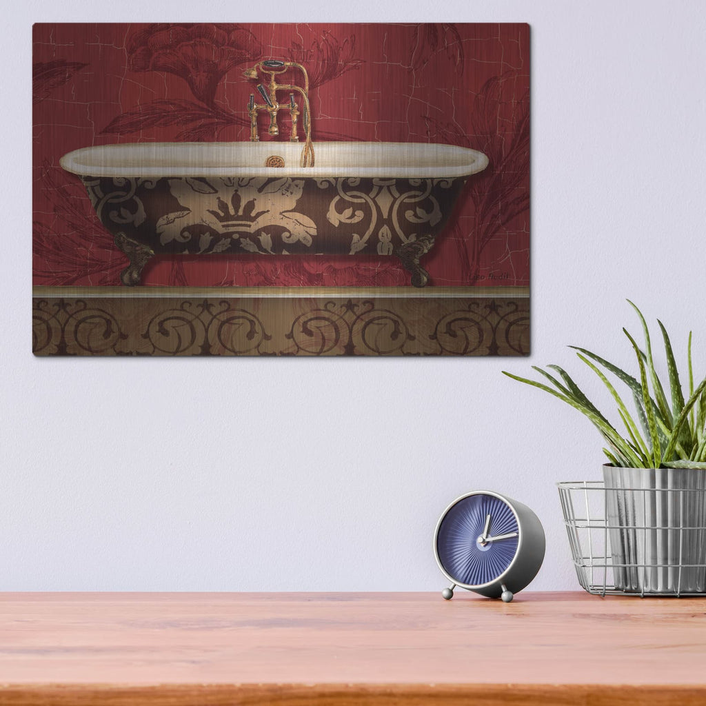 'Royal Red Bath I' by Lisa Audit – Metal Wall Art, 16x12 room view