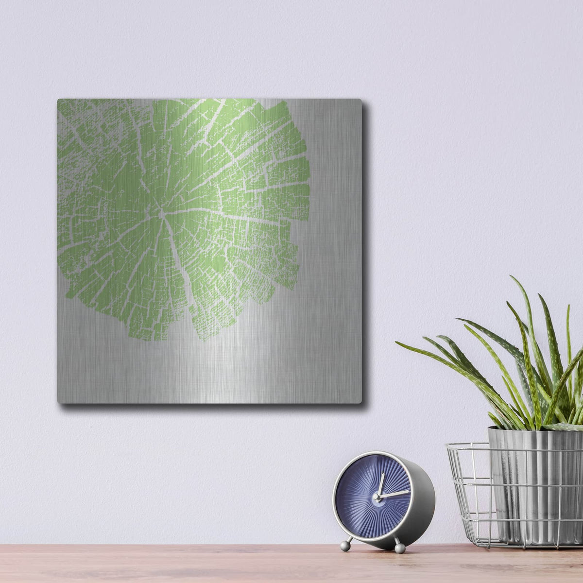 'Lime Slice' by Linda Woods – Metal Wall Art, 12x12 room view